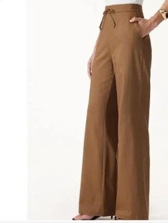 Hudson Jeans Pants - Hudson Jeans Wide-Leg Draw-Tie Pants in Camel Size 24